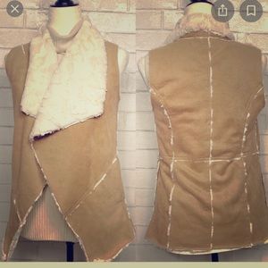 Double Zero Camel and Cream Sherpa Lined Ves